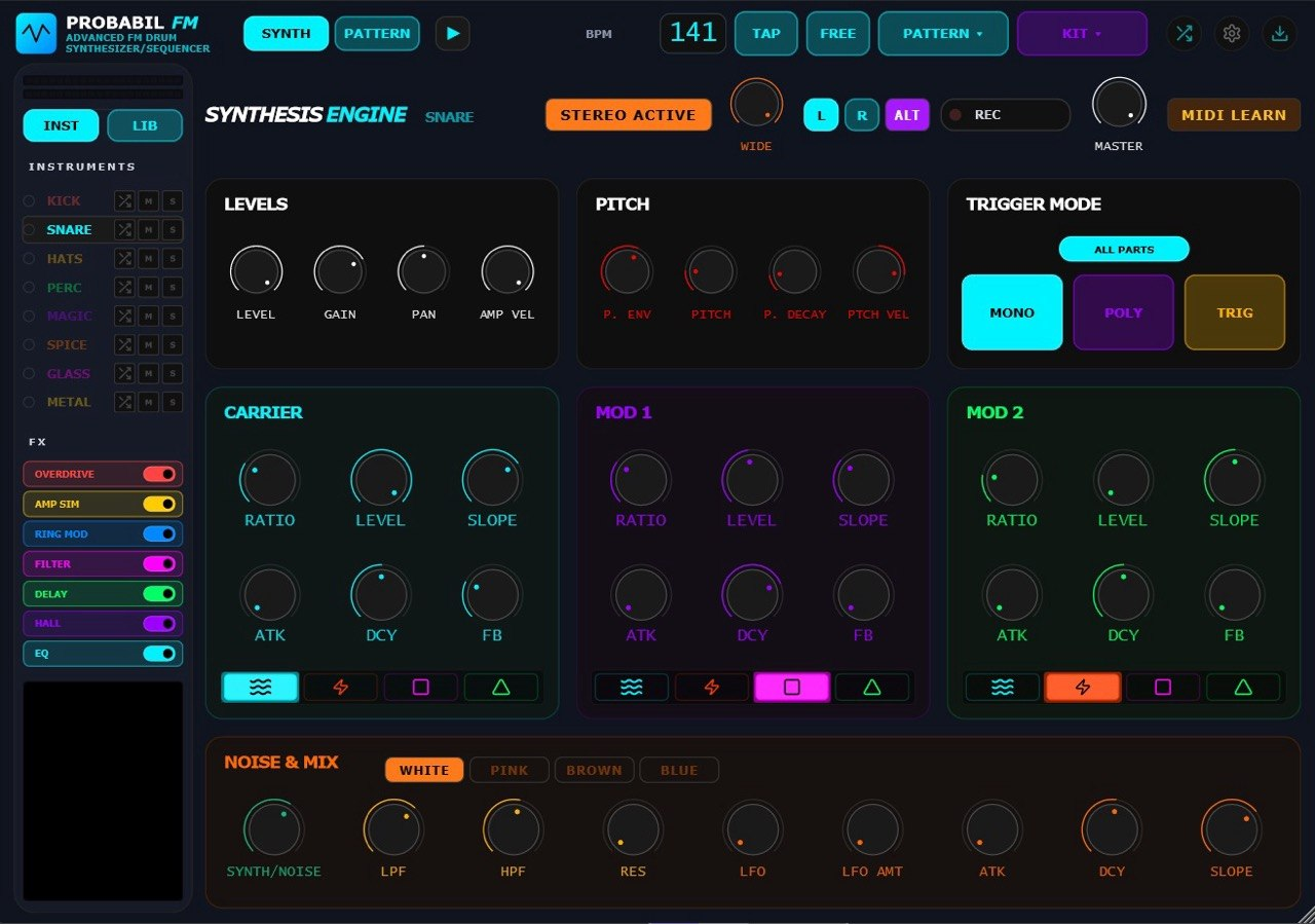Probabil FM synthesizer and sequencer interface
